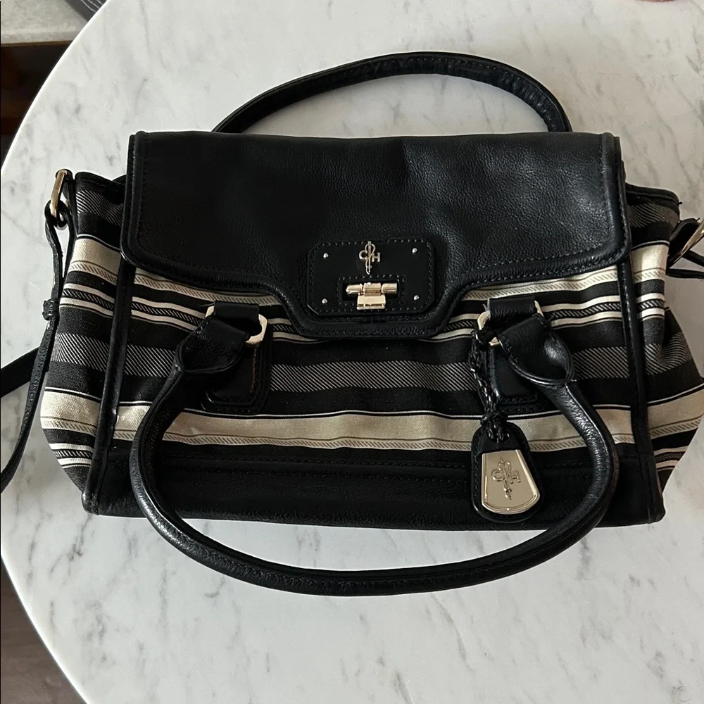 Black and Cream Striped Women's Purse Cole Haan - Picture 1 of 8